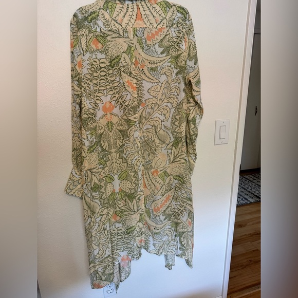 JW Anderson Asymmetric Shirt Dress Pale Blue Green Floral Size US 10 EUC - Picture 6 of 12